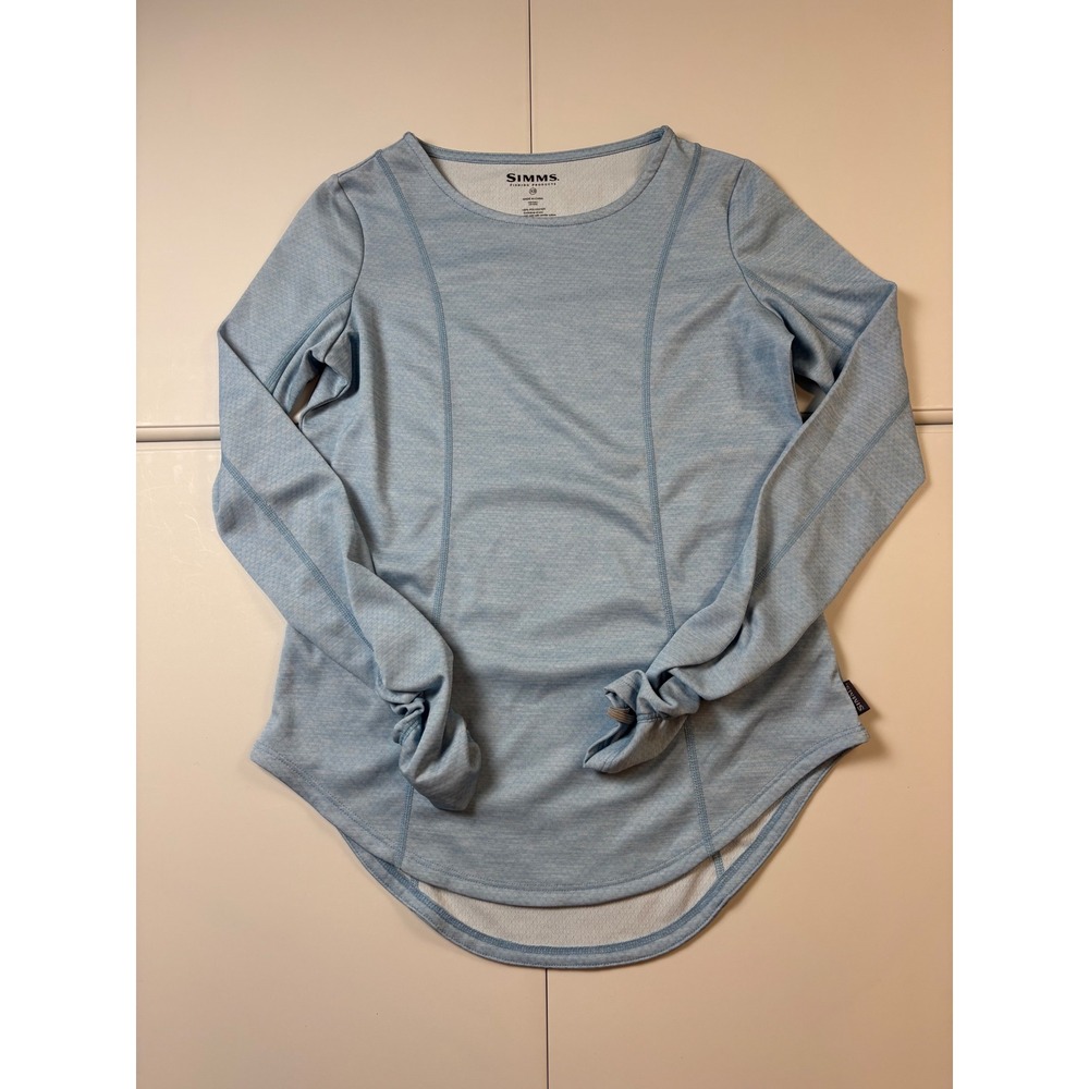 Simms Fishing Technical Womens XS Blue Long Sleeve Performance Shirt Thumb Loops